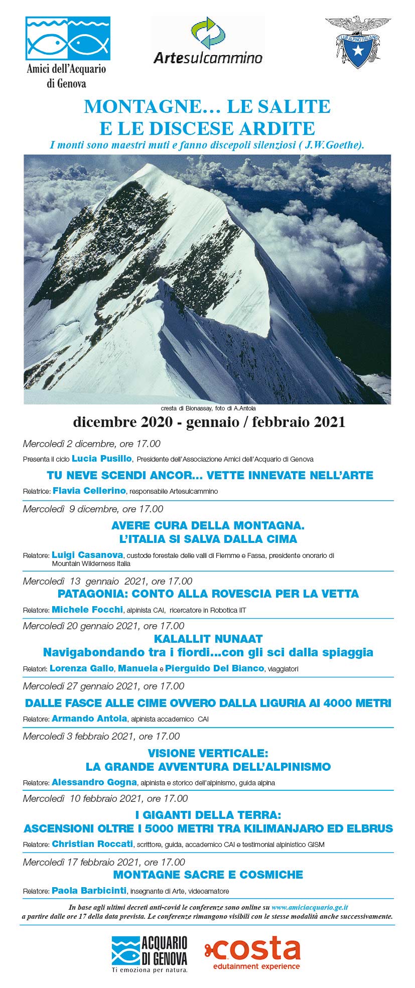 Montagne - locandina dicembre, gennaio, febbraio 2021